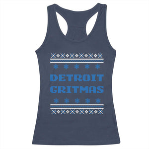 Detroit Ugly Christmas Racerback Tank Top Michigan 313 City TS10 Navy Print Your Wear