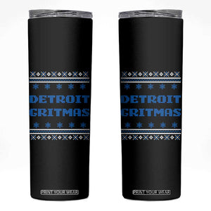 Detroit Ugly Christmas Skinny Tumbler Michigan 313 City TS10 Black Print Your Wear