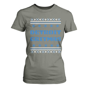 Detroit Ugly Christmas T Shirt For Women Michigan 313 City TS10 Military Green Print Your Wear