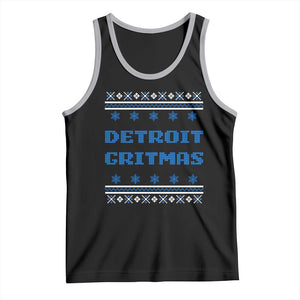 Detroit Ugly Christmas Tank Top Michigan 313 City TS10 Black Athletic Heather Print Your Wear