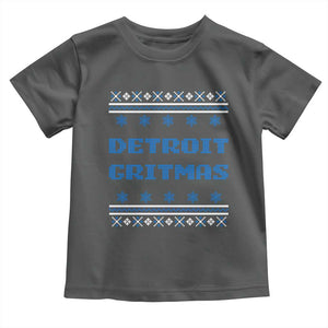 Detroit Ugly Christmas Toddler T Shirt Michigan 313 City TS10 Dark Heather Print Your Wear