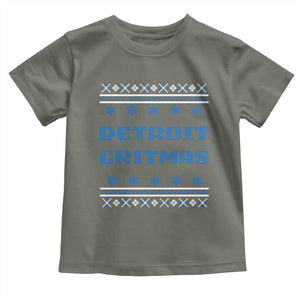 Detroit Ugly Christmas Toddler T Shirt Michigan 313 City TS10 Military Green Print Your Wear