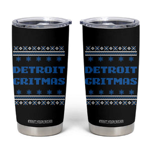 Detroit Ugly Christmas Tumbler Cup Michigan 313 City TS10 Black Print Your Wear