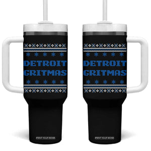 Detroit Ugly Christmas Tumbler With Handle Michigan 313 City TS10 One Size: 40 oz Black Print Your Wear