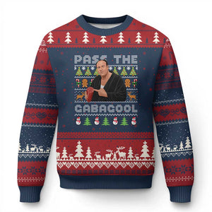 Christmas Pass The Gabagool Ugly Christmas Sweater Retro TV Show Funny Ugly Xmas TS10 Navy Red Print Your Wear