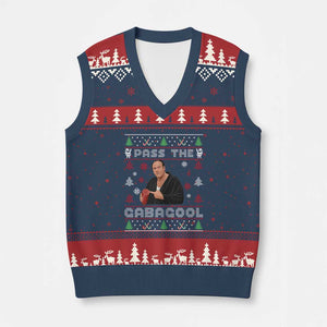Pass The Gabagool Ugly Christmas V-Neck Knit Sweater Vest Retro TV Show Funny TS10 Navy Red Print Your Wear