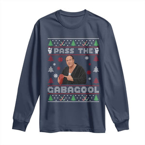 Pass The Gabagool Ugly Christmas Long Sleeve Shirt Retro TV Show Funny TS10 Navy Print Your Wear
