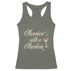 Merrier With a Martini Christmas Racerback Tank Top TS10 Military Green Print Your Wear