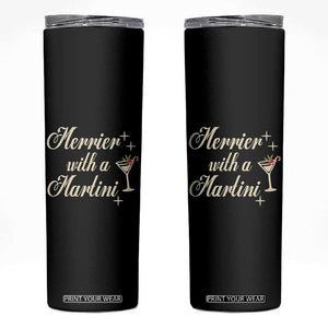 Merrier With a Martini Christmas Skinny Tumbler TS10 Black Print Your Wear