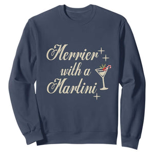 Merrier With a Martini Christmas Sweatshirt TS10 Navy Print Your Wear