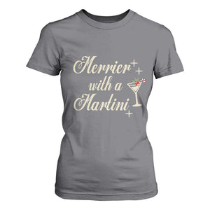 Merrier With a Martini Christmas T Shirt For Women TS10 Charcoal Print Your Wear