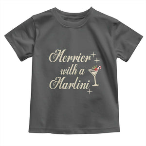 Merrier With a Martini Christmas Toddler T Shirt TS10 Dark Heather Print Your Wear