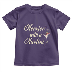 Merrier With a Martini Christmas Toddler T Shirt TS10 Purple Print Your Wear