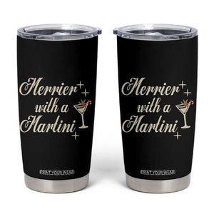 Merrier With a Martini Christmas Tumbler Cup TS10 Black Print Your Wear