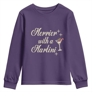 Merrier With a Martini Christmas Youth Sweatshirt TS10 Purple Print Your Wear