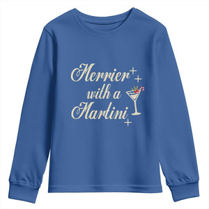Merrier With a Martini Christmas Youth Sweatshirt TS10 Royal Blue Print Your Wear