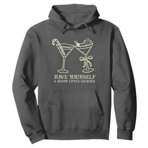 Christmas Cocktail Hoodie Merry Little Cocktail Espresso Martini TS10 Dark Heather Print Your Wear
