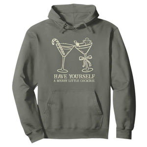 Christmas Cocktail Hoodie Merry Little Cocktail Espresso Martini TS10 Military Green Print Your Wear