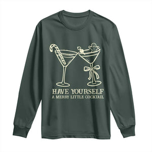 Christmas Cocktail Long Sleeve Shirt Merry Little Cocktail Espresso Martini TS10 Dark Forest Green Print Your Wear