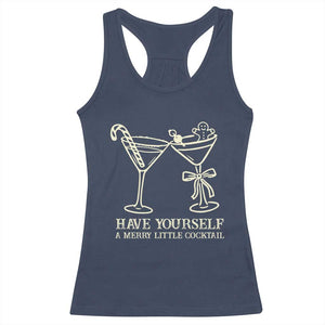 Christmas Cocktail Racerback Tank Top Merry Little Cocktail Espresso Martini TS10 Navy Print Your Wear