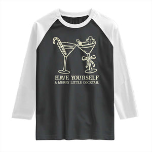 Christmas Cocktail Raglan Shirt Merry Little Cocktail Espresso Martini TS10 Black White Print Your Wear