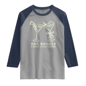 Christmas Cocktail Raglan Shirt Merry Little Cocktail Espresso Martini TS10 Sport Gray Navy Print Your Wear