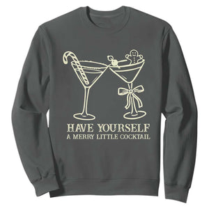 Christmas Cocktail Sweatshirt Merry Little Cocktail Espresso Martini TS10 Dark Heather Print Your Wear