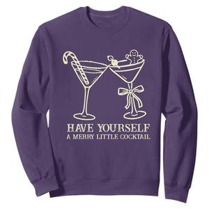 Christmas Cocktail Sweatshirt Merry Little Cocktail Espresso Martini TS10 Purple Print Your Wear