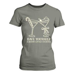 Christmas Cocktail T Shirt For Women Merry Little Cocktail Espresso Martini TS10 Military Green Print Your Wear