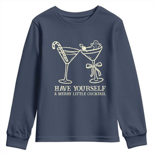 Christmas Cocktail Youth Sweatshirt Merry Little Cocktail Espresso Martini TS10 Navy Print Your Wear