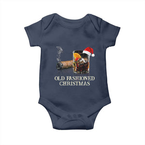 Old Fashioned Cocktail Christmas Baby Onesie Funny Bourbon Cocktail Drink TS10 Navy Print Your Wear