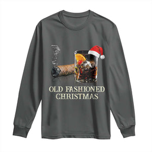 Old Fashioned Cocktail Christmas Long Sleeve Shirt Funny Bourbon Cocktail Drink TS10 Dark Heather Print Your Wear