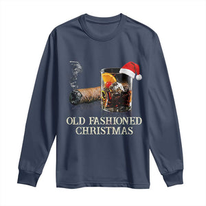 Old Fashioned Cocktail Christmas Long Sleeve Shirt Funny Bourbon Cocktail Drink TS10 Navy Print Your Wear