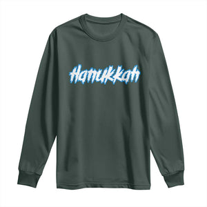Hanukkah Heavy Metal Long Sleeve Shirt Jewish Menorah Dreidel TS10 Dark Forest Green Print Your Wear