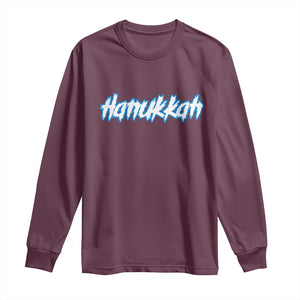 Hanukkah Heavy Metal Long Sleeve Shirt Jewish Menorah Dreidel TS10 Maroon Print Your Wear