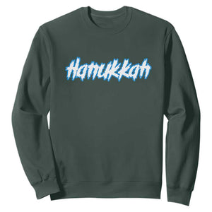 Hanukkah Heavy Metal Sweatshirt Jewish Menorah Dreidel TS10 Dark Forest Green Print Your Wear