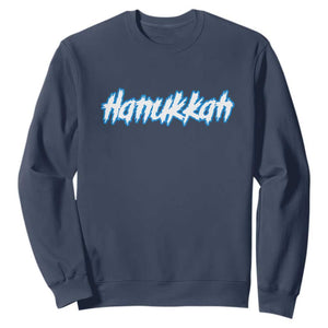 Hanukkah Heavy Metal Sweatshirt Jewish Menorah Dreidel TS10 Navy Print Your Wear