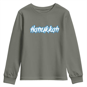 Hanukkah Heavy Metal Youth Sweatshirt Jewish Menorah Dreidel TS10 Military Green Print Your Wear