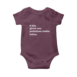 Life Gives Potatoes Make Latkes Baby Onesie Funny Hanukkah Gift Jewish Holiday TS10 Maroon Print Your Wear