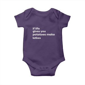 Life Gives Potatoes Make Latkes Baby Onesie Funny Hanukkah Gift Jewish Holiday TS10 Purple Print Your Wear