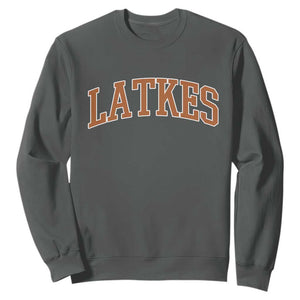 Latkes Sweatshirt Funny Hanukkah Gift Jewish Holiday Food Apparel TS10 Dark Heather Print Your Wear