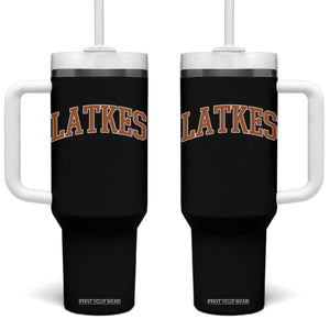 Latkes Tumbler With Handle Funny Hanukkah Gift Jewish Holiday Food Apparel TS10 One Size: 40 oz Black Print Your Wear