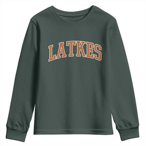 Latkes Youth Sweatshirt Funny Hanukkah Gift Jewish Holiday Food Apparel TS10 Dark Forest Green Print Your Wear