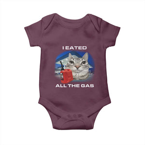 Sarcastic Cat Meme Baby Onesie Funny Retro I Eated All The Gas Gen Z Humor TS10 Maroon Print Your Wear