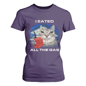 Sarcastic Cat Meme T Shirt For Women Funny Retro I Eated All The Gas Gen Z Humor TS10 Purple Print Your Wear