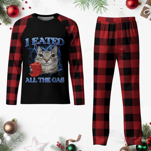 Sarcastic Cat Meme Plaid Pajama Set I Eated All The Gas Gen Z Humor Bootleg TS10 Buffalo Plaid Print Your Wear