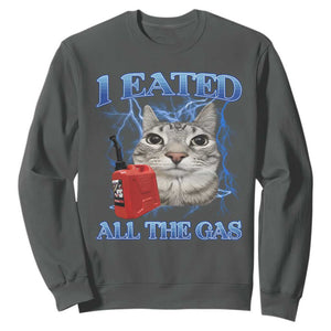 Sarcastic Cat Meme Sweatshirt I Eated All The Gas Gen Z Humor Bootleg TS10 Dark Heather Print Your Wear