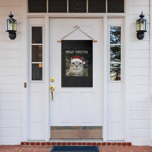 Meowy Christmas Garden Flag Xmas Silly Staring Cat Meme Santa Hat TS10 Print Your Wear