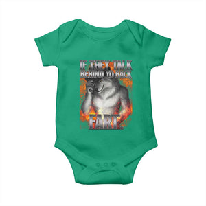 Funny Alpha Wolf Baby Onesie Meme If They Talk Behind Your Back Fart Bootleg TS10 Irish Green Print Your Wear