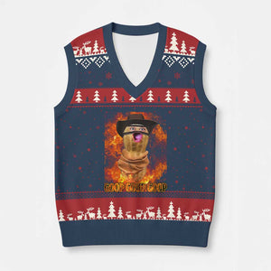 Peanut Goop Meme V-Neck Knit Sweater Vest Funny Bungulator TS10 Navy Red Print Your Wear